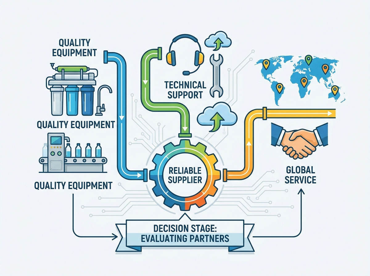 Drinking water production line equipment layout and machinery